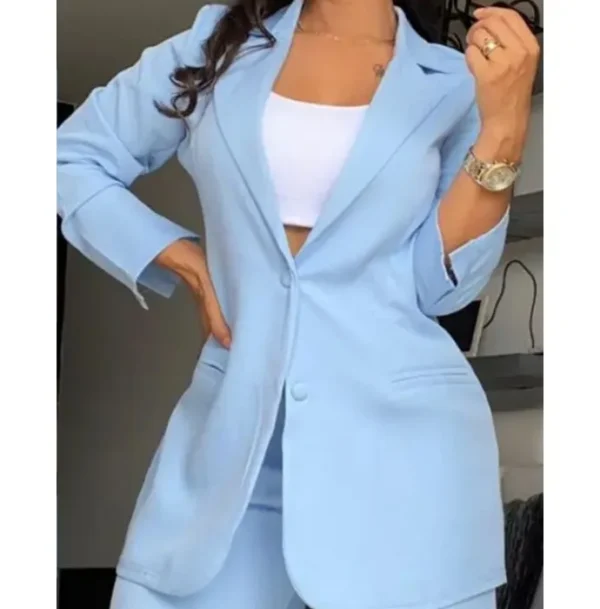 Elegant Autumn Women's Blazer and Pants Two Piece Set Female Outifits Fashion Notched Collar Coat & Pocket Design Trouser Suit - Image 19