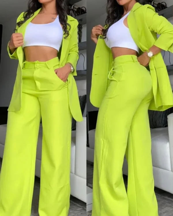 Elegant Autumn Women's Blazer and Pants Two Piece Set Female Outifits Fashion Notched Collar Coat & Pocket Design Trouser Suit - Image 8