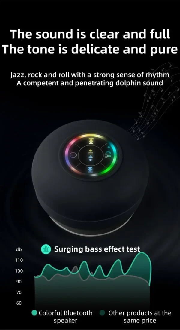 Mini Portable Bluetooth Audio IPX4 Waterproof Led Lights Bathroom Outdoor Large Suction Cup Can Be Adsorbed Wall Speaker - Image 13
