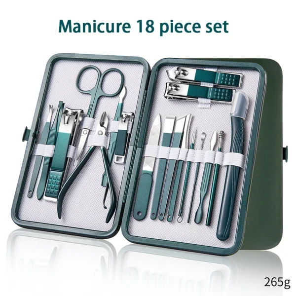 Ouriner 6-18Pcs Portable Manicure Sets Pedicure Kits Bright Black Nail Clipper Set Personal Care Tools Eyebrow Scissors - Image 22