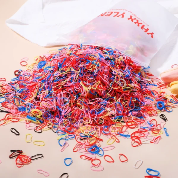 500/1000/2000pcs Girls Colourful Disposable Rubber Band Hair Ties Headband Children Ponytail Holder Bands Kids Hair Accessories - Image 10