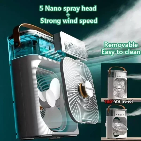 New 3 In 1 Fan AIr Conditioner Household Mini Air Cooler LED Night Light Portable Humidifier Air Adjustment Fan Office Home Fan - Image 4