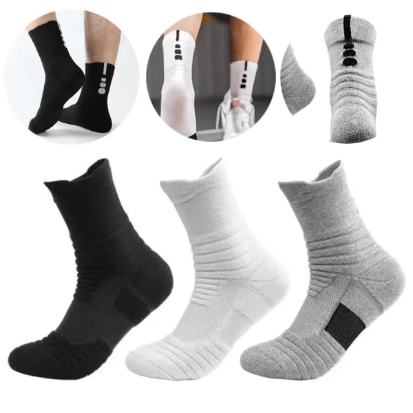 1/3 Pairs Anti-slip Football Socks Men Cotton Sock Short Long Tube Soccer Basketball Sport Socks Breathable Deodorous Sock 39-45 - Image 38