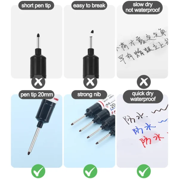 8Pcs/Set 20mm Deep Hole Long Nib Head Markers For Metal Perforating Pen Waterproof Bathroom Woodworking Decoration Multi-Purpose - Image 32
