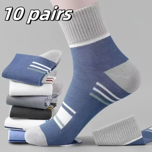 10pairs Breathable Cotton Sports Stockings Men Bamboo Fiber Autumn and Winter Men Socks Sweat Absorption Deodorant Business Sox - Image 27