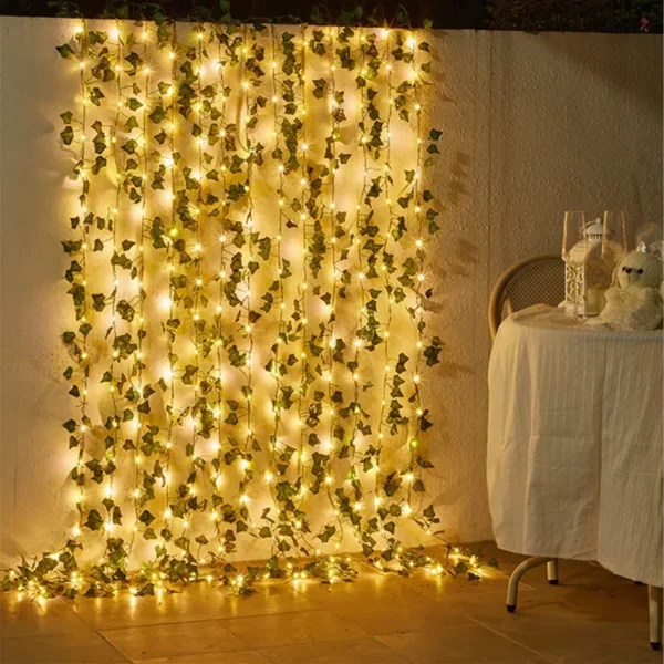 Flower Green Leaf String Lights Artificial Vine Fairy Lights Battery Powered Christmas Tree Garland Light for Weeding Home Decor - Image 2
