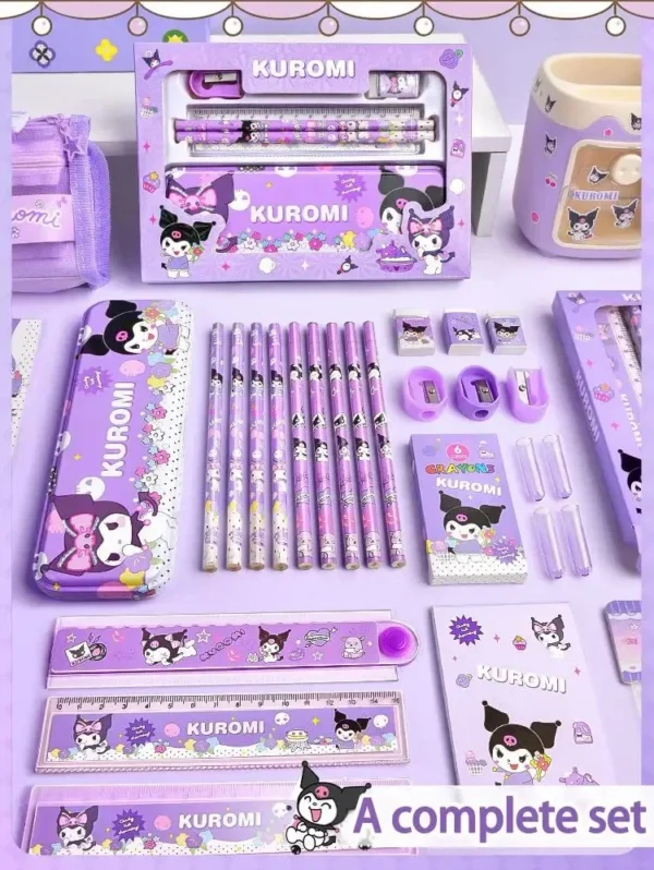 Sanrio 12PCS Kuromi Stationery Set Cinnamoroll My Melody Pencils Erasers Rulers Student School Supplies Study Stationery Gifts - Image 16