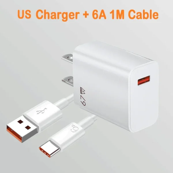 67W USB Fast Charger With 6A Type C Cable Phone Power Adapter For Xiaomi Mi 12 POCO X5 X4 Pro Redmi Note 10 11 Charging Adapter - Image 12