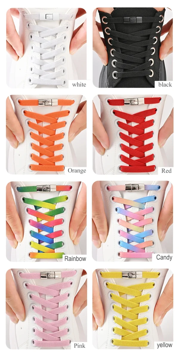 8mm No Tie Shoe Laces Press Lock Shoelaces Without Ties Elastic Laces Sneaker Kids Adult Widened Flat Shoelace for Shoes - Image 39