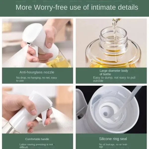 1Pc 200/300/500 ML Oil Spray Pot Kitchen Household Edible Olive Oil Spray Bottle Atomized Misty Oil Tank Air Fryer Spray Bottle - Image 5