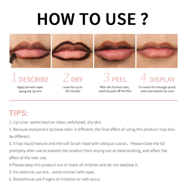 Waterproof Lip Liner Peel Off Tattoo Lipgloss Waterproof Long Lasting Matte Lip Tint Brown Contour Tear-off Lips Stain Cosmetic - Image 18