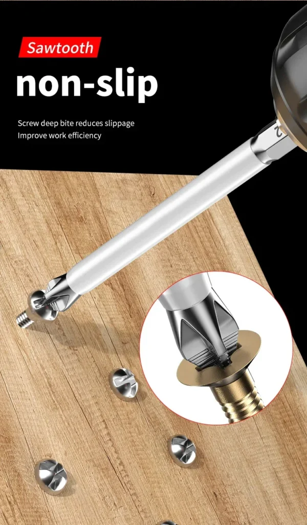 6 PCS Cross Screwdriver Head Strong Magnetic Anti Slip High Hardness Electric Screwdriver Tool Electric Drill Extended Hexagonal - Image 9