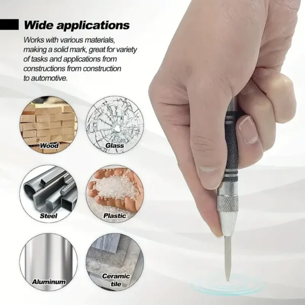 Auto Center Puncher Hole Marker Wood Metal Steel Spring Load Kerner Drill Locator Heavy Duty Punch Carpentry Automatic Hand Tool - Image 5
