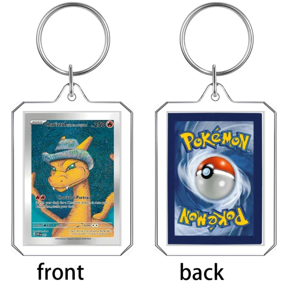 Anime Cartoon Card Acrylic Keychain Van Gogh Museum Pikachu Charizard Squirtle Collection Creative Pendant Charm Accessories Toy - Image 14