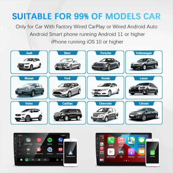 Wireless Carplay Adapter Android Auto Wireless Smart Dongle 2in1 For Volvo Benz Audi Kia Hyundai VW Mazda Cadillac MG Peugeot - Image 21