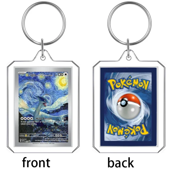Anime Cartoon Card Acrylic Keychain Van Gogh Museum Pikachu Charizard Squirtle Collection Creative Pendant Charm Accessories Toy - Image 13