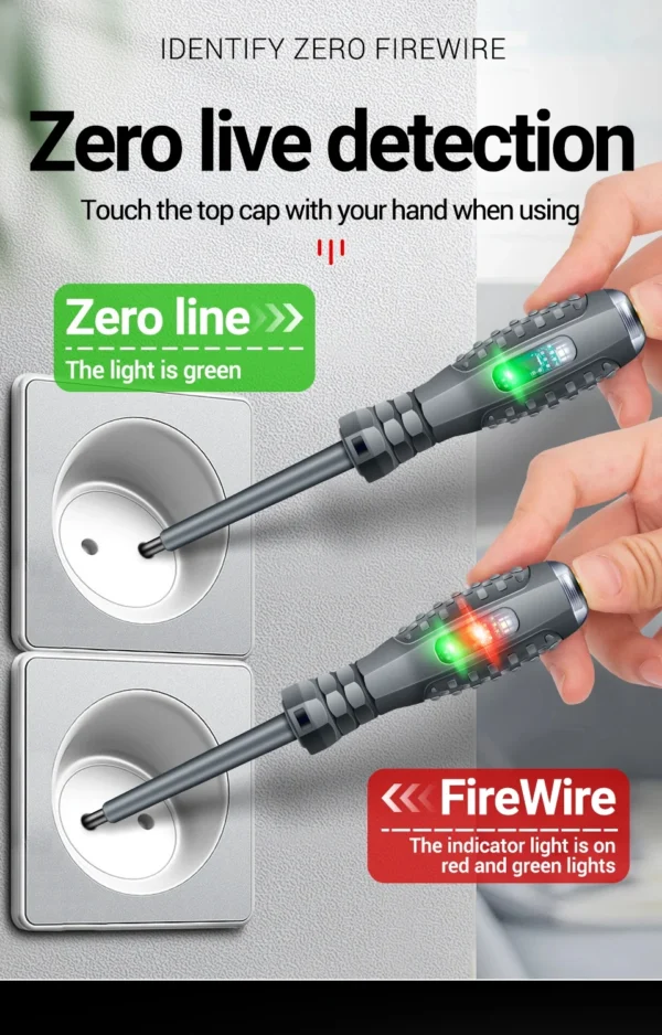 Multifunctional Electrician Test Screwdriver AC Non-contact Induction Test Pen Voltage Tester 70-600V Red Green Induction Lights - Image 12