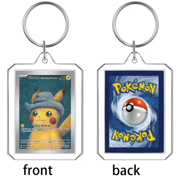 Anime Cartoon Card Acrylic Keychain Van Gogh Museum Pikachu Charizard Squirtle Collection Creative Pendant Charm Accessories Toy - Image 12