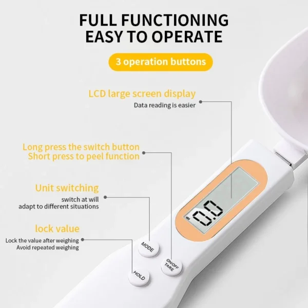 Mini Spoon Scale Digital Kitchen Scale Electronic LCD Food Scale 0.1-500g Cooking Flour Milk Coffee Powder Weight Measure Spoon - Image 5