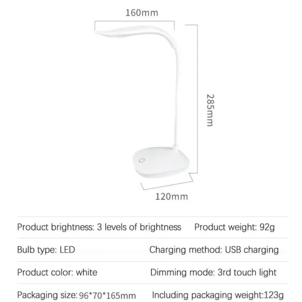 LED Desktop Desk Lamp USB Rechargeable Lighting Eye Protection Room Night Light Bedroom Bedside Student Reading Lamp - Image 12