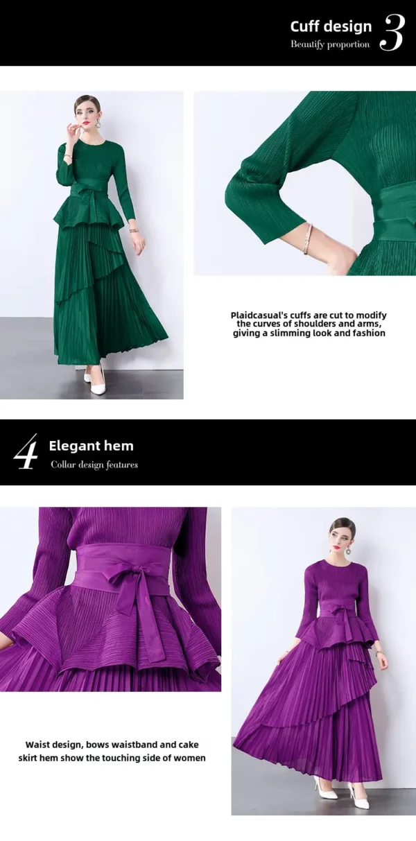 Miyake Irregular Lantern Skirt Top+long Lace Up Pleated Skirt Womens Two Peice Sets French Retro Pleated Autumn Skirts 2024 - Image 17