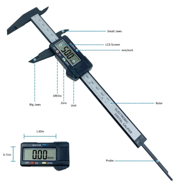 150mm 100mm Electronic Digital Caliper Carbon Fiber Dial Vernier Caliper Gauge Micrometer Measuring Tool Digital Ruler - Image 10