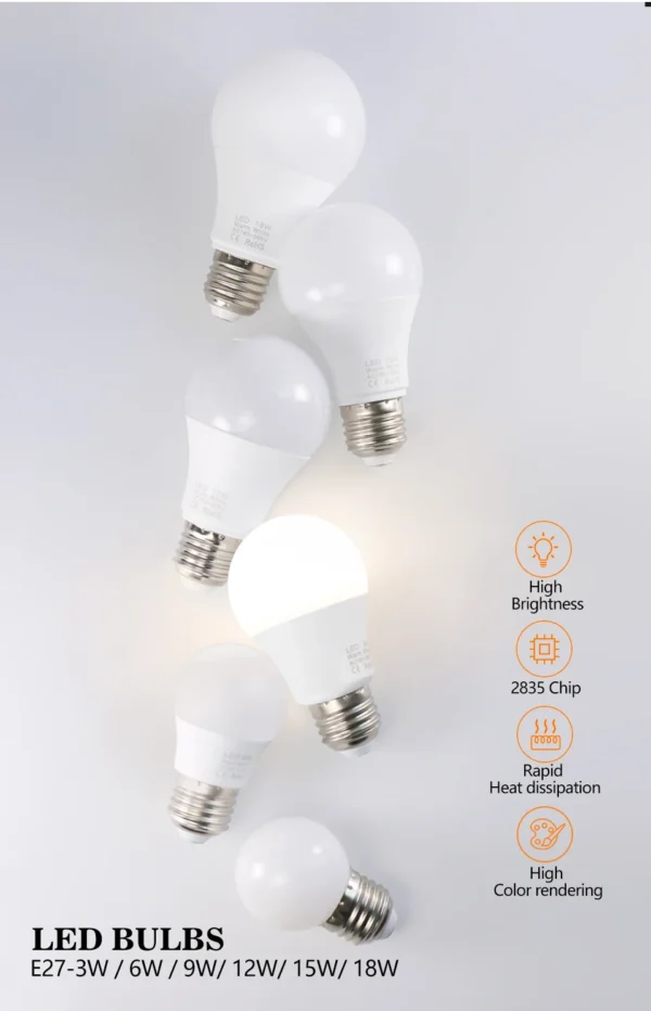 4pcs/lot E27 LED Bulb Lamps AC 220V SMD2835 3W 6W 9W 12W 15W 18W Lampada Led Light Bulbs Living Room Home Indoor LED Bombilla - Image 7