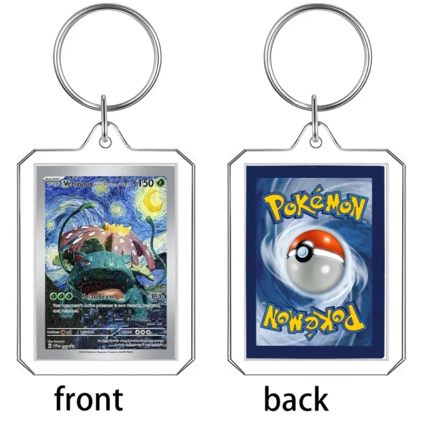 Anime Cartoon Card Acrylic Keychain Van Gogh Museum Pikachu Charizard Squirtle Collection Creative Pendant Charm Accessories Toy - Image 5