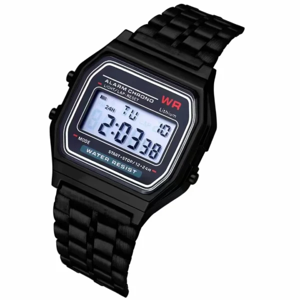 F91W Steel Strap Watches Women Watch Men Business Clock Multifunction LED Digtal Sports Wrist Watch Electronic Clock Electron wi - Image 4