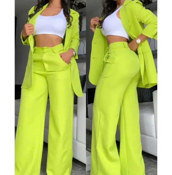 Elegant Autumn Women's Blazer and Pants Two Piece Set Female Outifits Fashion Notched Collar Coat & Pocket Design Trouser Suit - Image 16