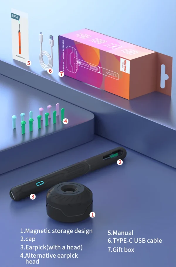 Ear Cleaner with Camera Set HD Ear Sticks Otoscope USB C Charging Endoscope Wax Removal Tool Earpick Ear Cleaning Set NK3 Pro - Image 33