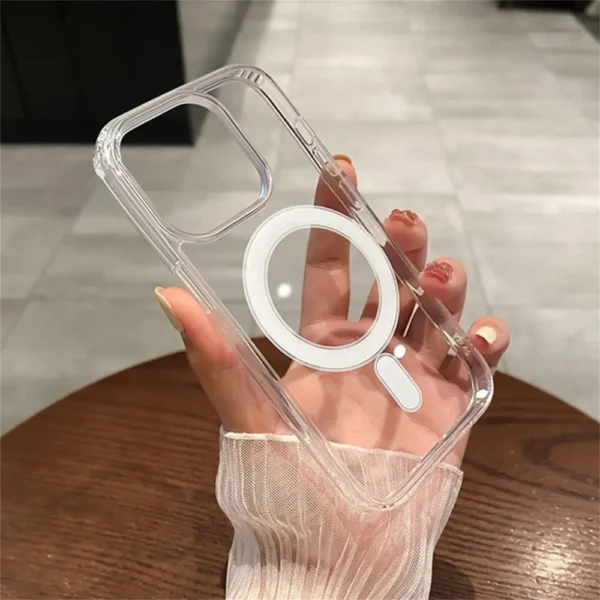 Transparent Magsafe Magnetic Case For iPhone 16 15 12 11 14 13 Pro Max Mini Plus Silicone Acrylic For Magsafe Cover Back Case - Image 3