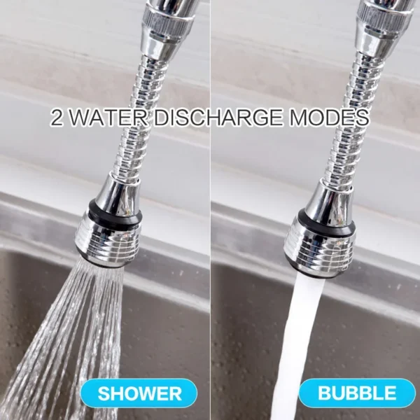 Kitchen Stainless Steel Faucet Sprinkler Water-saving Device Lengthening Rotating Splash Proof Sprinkler Spray Extender Bubbler - Image 10