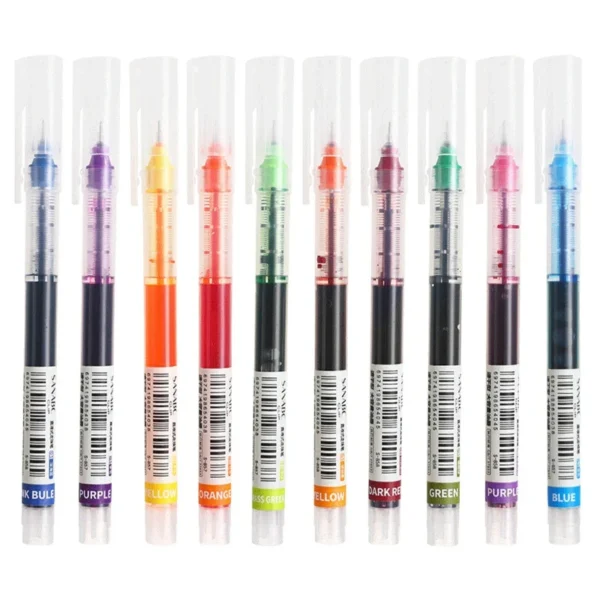 10Pcs/set High Quality Needle Type Gel Pens Straight Liquid Ballpoint Pen Kawaii Stationery School Office Supplies Writing - Image 12