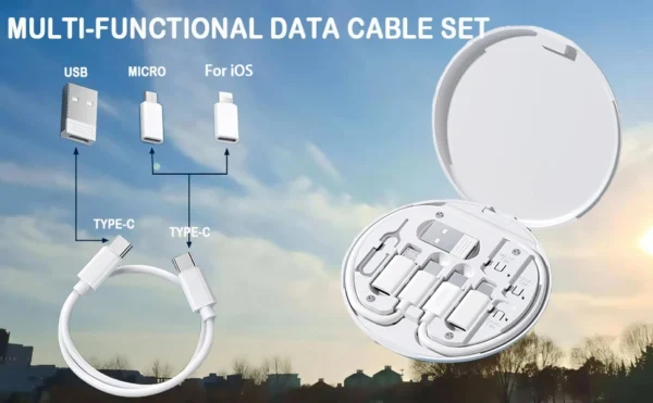 PD 60W Multifunctional USB Type C Data Cable Set Fast Charging For IPhone Xiaomi Charger Storage Box Adapter Card Pin Travel Box - Image 10