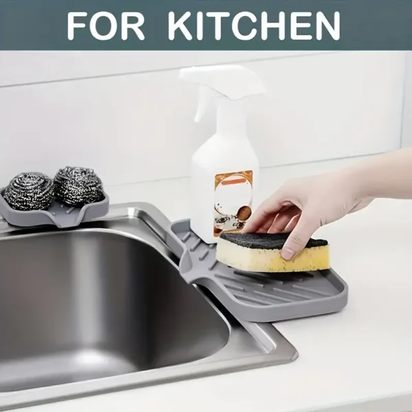 Silicone Faucet Mat Kitchen Sink Tray Soap Dispenser Sponge Drain Pad Sink SplashDrying Mat Countertop Storage Tray SoapTray - Image 10