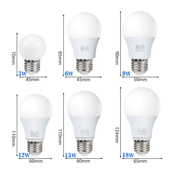 4pcs/lot E27 LED Bulb Lamps AC 220V SMD2835 3W 6W 9W 12W 15W 18W Lampada Led Light Bulbs Living Room Home Indoor LED Bombilla - Image 2