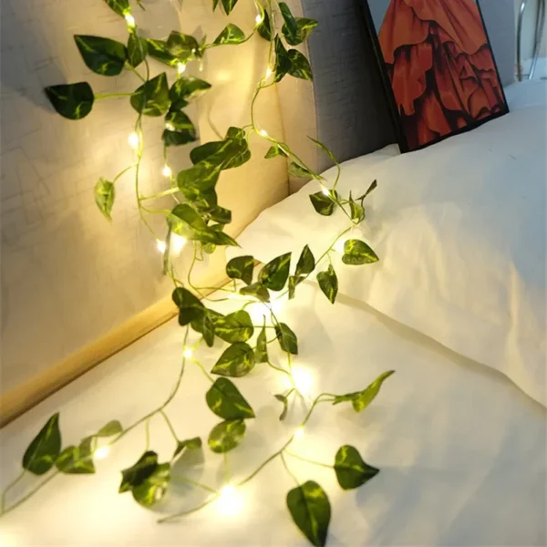 Flower Green Leaf String Lights Artificial Vine Fairy Lights Battery Powered Christmas Tree Garland Light for Weeding Home Decor - Image 18