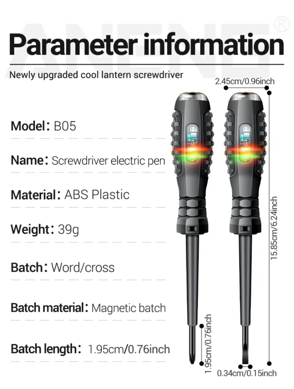 Multifunctional Electrician Test Screwdriver AC Non-contact Induction Test Pen Voltage Tester 70-600V Red Green Induction Lights - Image 17