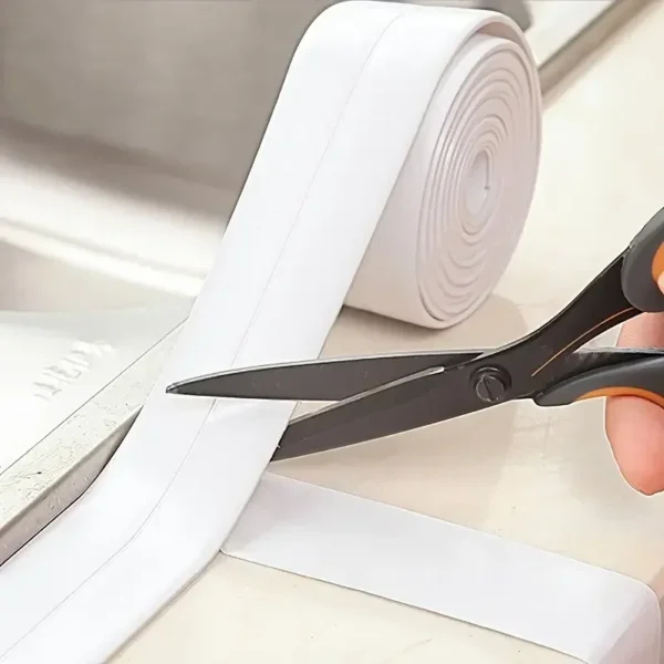 1 Roll of Waterproof White PVC Self-Adhesive Tape - Perfect for Bathroom, Sink & Kitchen - Super Strong Stickiness! - Image 4