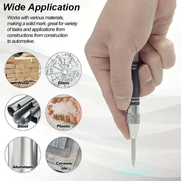 Auto Center Puncher Hole Marker Wood Metal Steel Spring Load Kerner Drill Locator Heavy Duty Punch Carpentry Automatic Hand Tool - Image 15