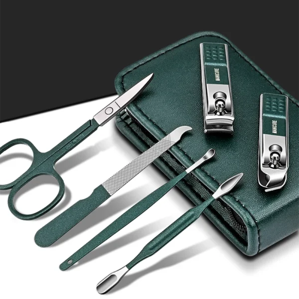 Ouriner 6-18Pcs Portable Manicure Sets Pedicure Kits Bright Black Nail Clipper Set Personal Care Tools Eyebrow Scissors - Image 2