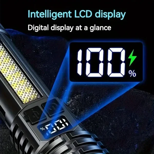 Heinast High Power LED Flashlight Powerful TYPE-C Rechargeable COB Flashlight With Side Light Torch For Outdoor Camping Hiking - Image 2
