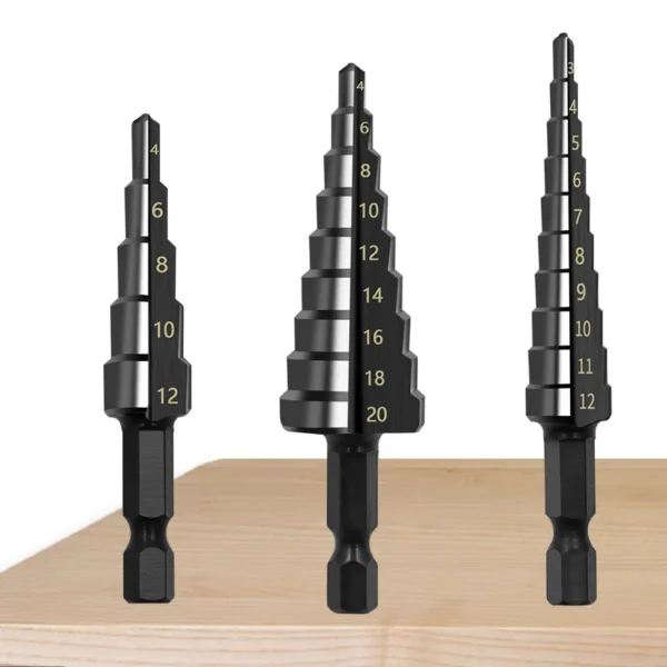 Hexagonal shank straight groove black step drill bit 3-12/4-12/4-20/4-32mm reaming step drill tower drill tool set - Image 6