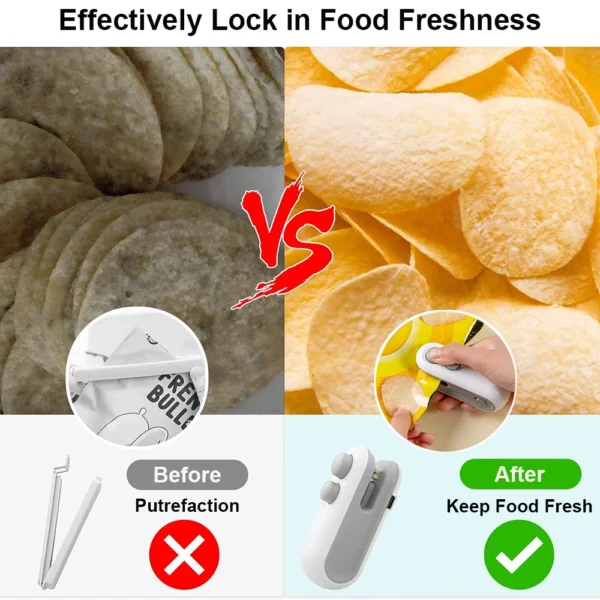Mini Heat Bag Sealing Machine Package Sealer Bags Plastic Food Sealer Clip Bag Handheld Sealer Food Packaging Heat Sealer - Image 5