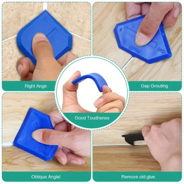 4-Piece Silicone Caulking Tool Set - Versatile, Easy Clean-up, & Professional Sealant Spreading - Image 5