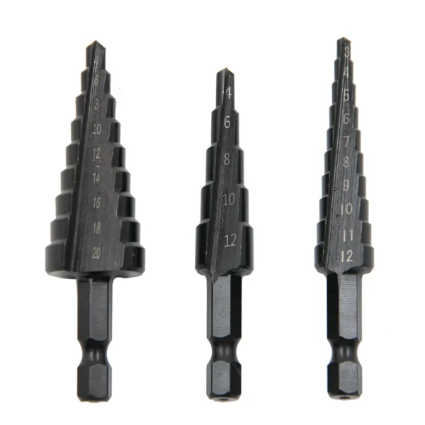 Hexagonal shank straight groove black step drill bit 3-12/4-12/4-20/4-32mm reaming step drill tower drill tool set - Image 8