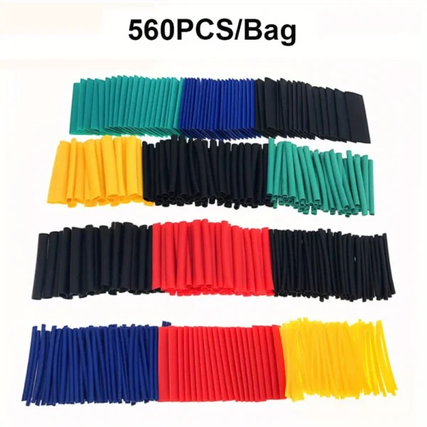 164/560pcs Polyolefin Heat Shrink Tubing Set 2:1 Shrink Ratio for Wires Cables Multicolor Sleeves - Image 5
