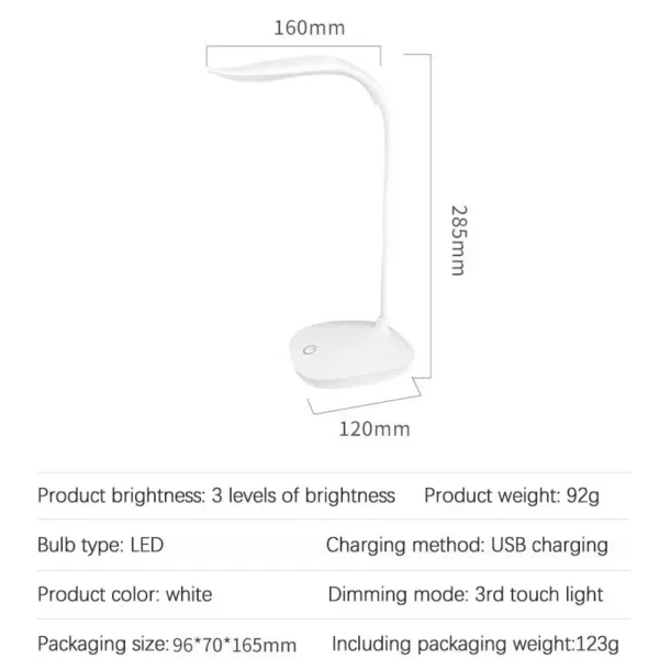 LED Desktop Desk Lamp USB Rechargeable Lighting Eye Protection Room Night Light Bedroom Bedside Student Reading Lamp - Image 12