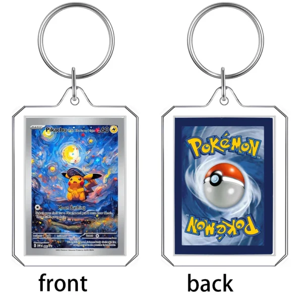 Anime Cartoon Card Acrylic Keychain Van Gogh Museum Pikachu Charizard Squirtle Collection Creative Pendant Charm Accessories Toy - Image 10